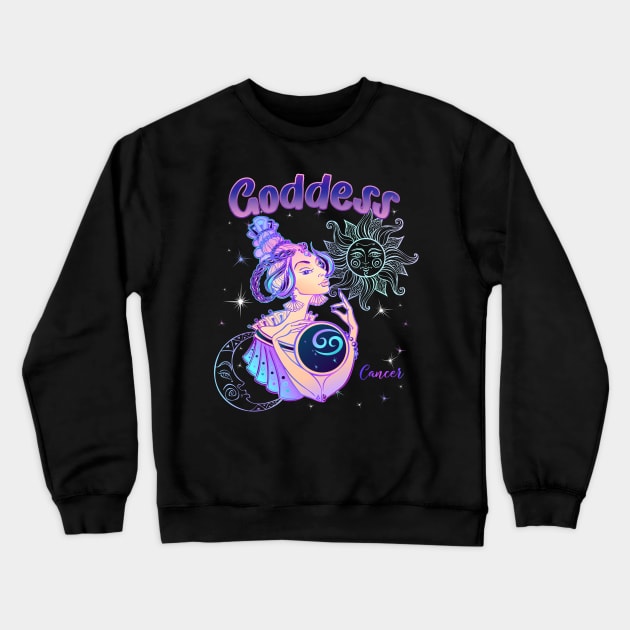 Zodiac Cancer Goddess Queen Horoscope Crewneck Sweatshirt by The Little Store Of Magic